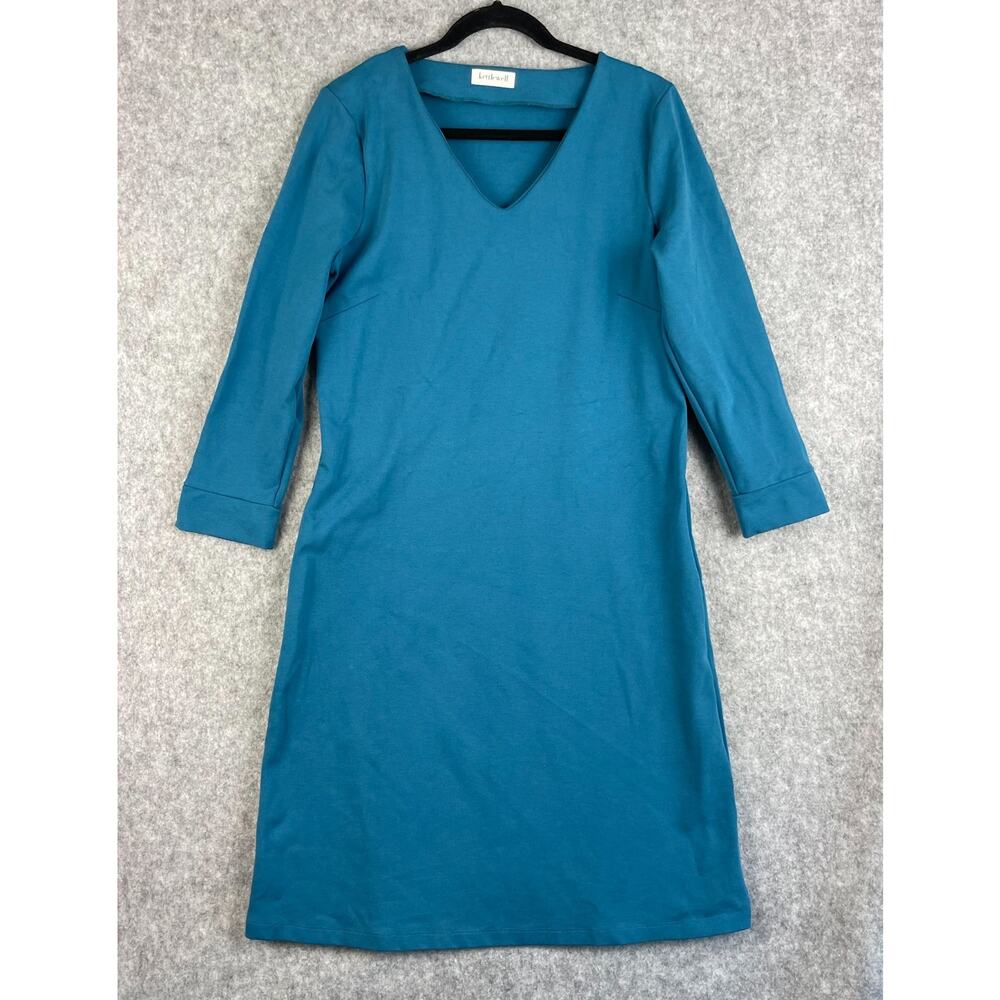 Kettlewell Dress Womens Large Teal Long Sleeve Midi Stretch Classic Career